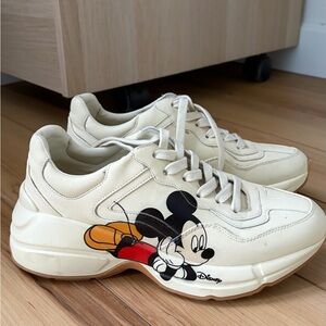 Gucci Disney Cream Sneakers with Mickey Mouse Design